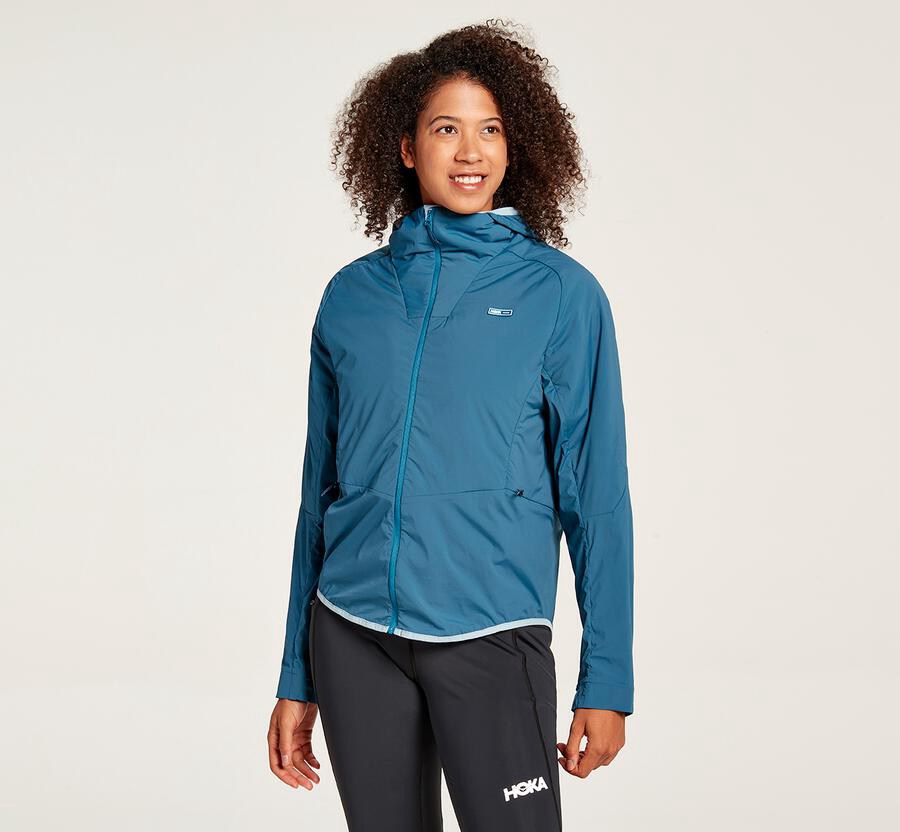 Hoka One One Hybrid Run - Women Jackets - Blue,Australia JPQ-204938